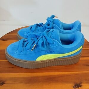 Puma Fenty Shoes Womens 6 Blue Suede Rhianna Creeper Phatty Speed With Dust Bag